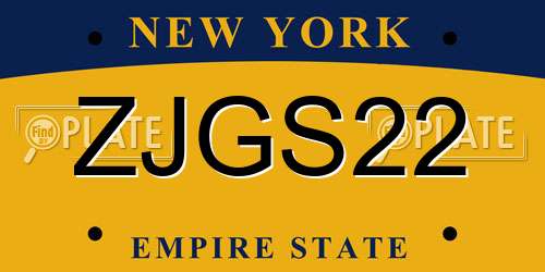 ZJGS22 New York License Plate