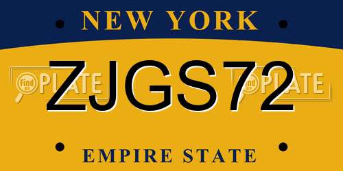 ZJGS72 New York License Plate