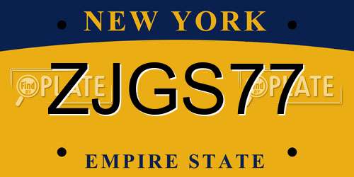 ZJGS77 New York License Plate