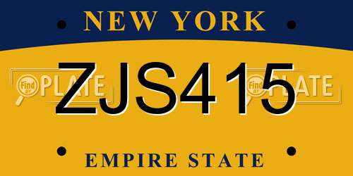ZJS415 New York License Plate
