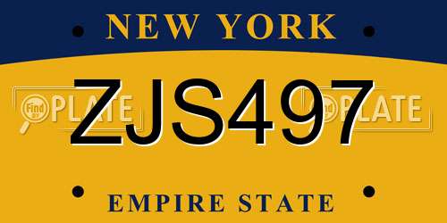 ZJS497 New York License Plate