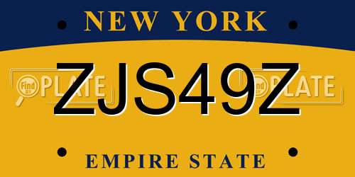 ZJS49Z New York License Plate