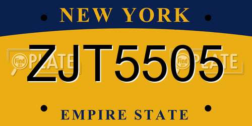 ZJT5505 New York License Plate