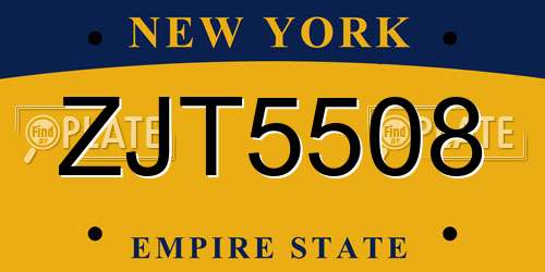 ZJT5508 New York License Plate