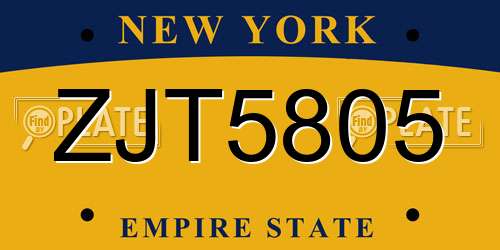 ZJT5805 New York License Plate