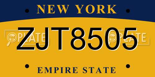 ZJT8505 New York License Plate