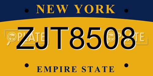 ZJT8508 New York License Plate