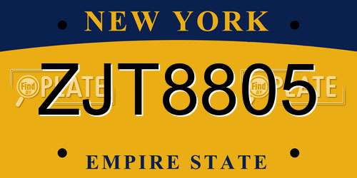 ZJT8805 New York License Plate