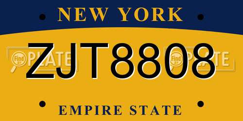 ZJT8808 New York License Plate