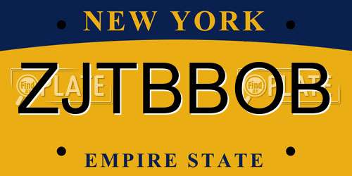 ZJTBBOB New York License Plate