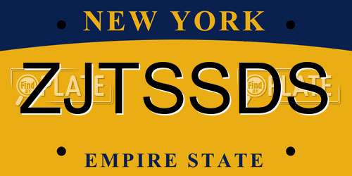 ZJTSSDS New York License Plate