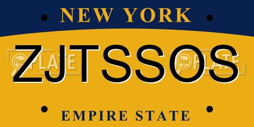 ZJTSSOS New York License Plate