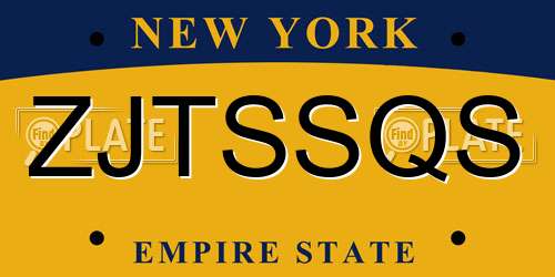 ZJTSSQS New York License Plate