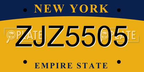 ZJZ5505 New York License Plate