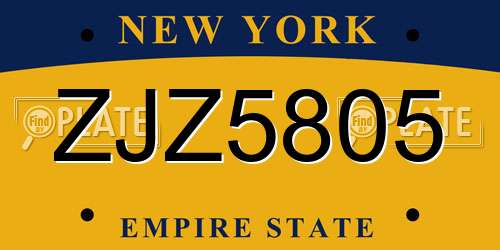 ZJZ5805 New York License Plate