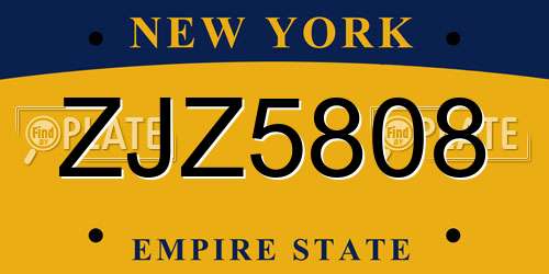 ZJZ5808 New York License Plate