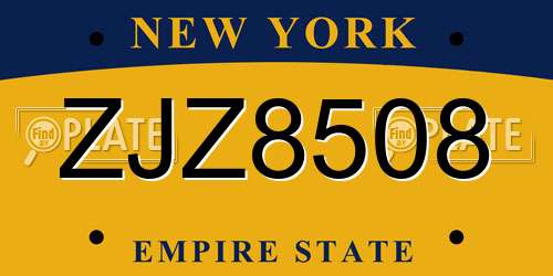 ZJZ8508 New York License Plate