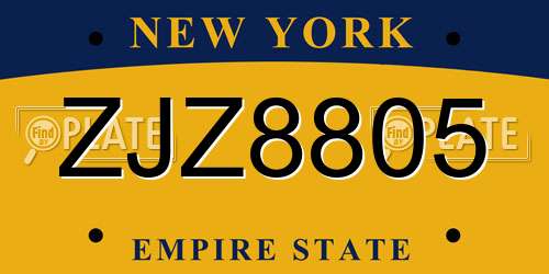 ZJZ8805 New York License Plate
