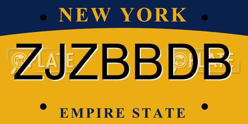 ZJZBBDB New York License Plate