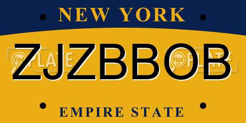 ZJZBBOB New York License Plate