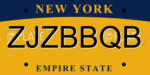ZJZBBQB New York License Plate
