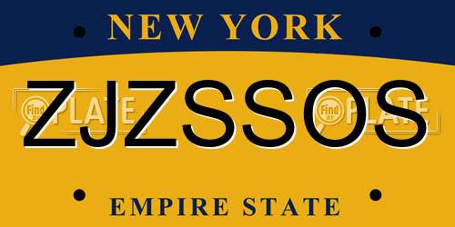 ZJZSSOS New York License Plate