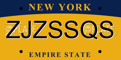 ZJZSSQS New York License Plate