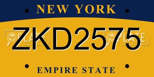 ZKD2575 New York License Plate