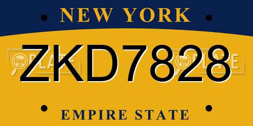 ZKD7828 New York License Plate