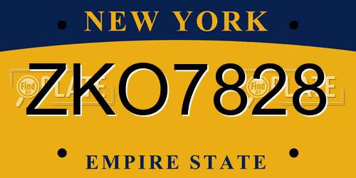 ZKO7828 New York License Plate