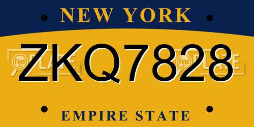 ZKQ7828 New York License Plate