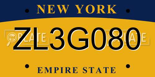 ZL3G080 New York License Plate