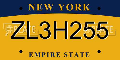 ZL3H255 New York License Plate