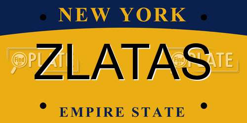 ZLATAS New York License Plate