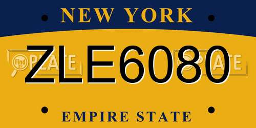 ZLE6080 New York License Plate