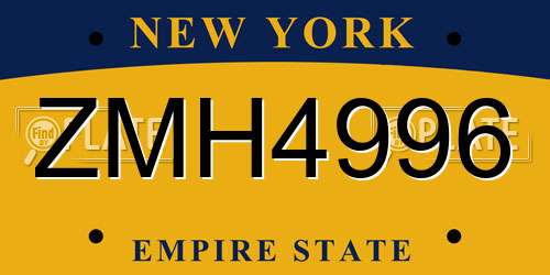ZMH4996 New York License Plate