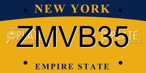 ZMVB35 New York License Plate