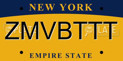 ZMVBTTT New York License Plate