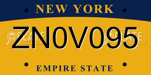 ZN0V095 New York License Plate