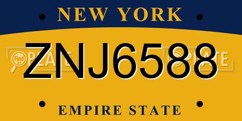 ZNJ6588 New York License Plate