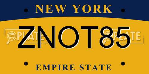 ZNOT85 New York License Plate