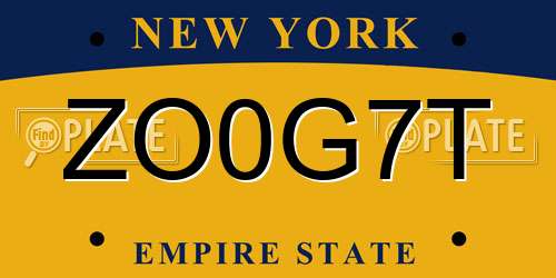 ZO0G7T New York License Plate