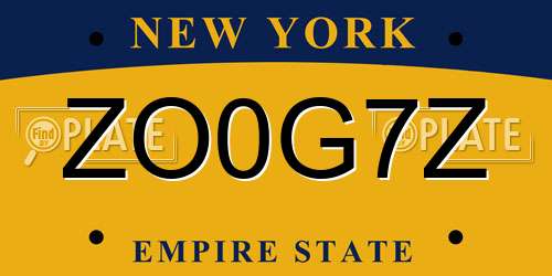 ZO0G7Z New York License Plate