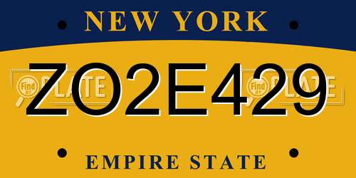 ZO2E429 New York License Plate