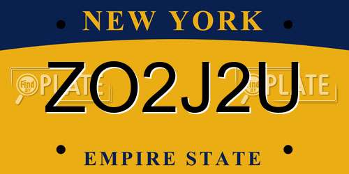 ZO2J2U New York License Plate