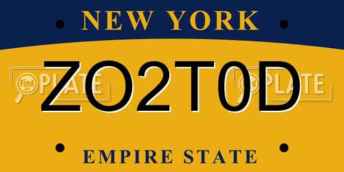 ZO2T0D New York License Plate