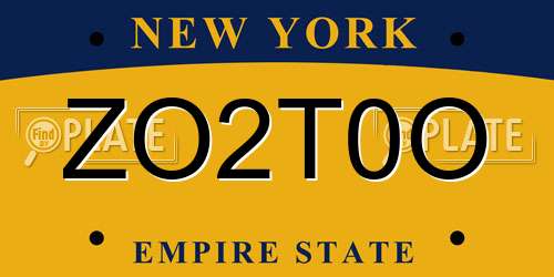 ZO2T0O New York License Plate