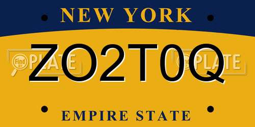 ZO2T0Q New York License Plate