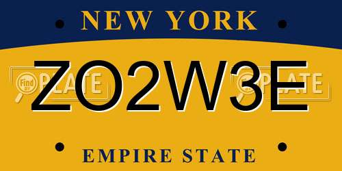 ZO2W3E New York License Plate