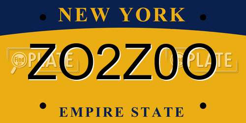 ZO2Z0O New York License Plate